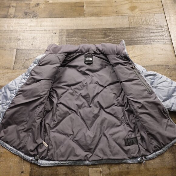 The North Face 550 goose down puffer jacket women's small ice silver blue - Picture 14 of 16